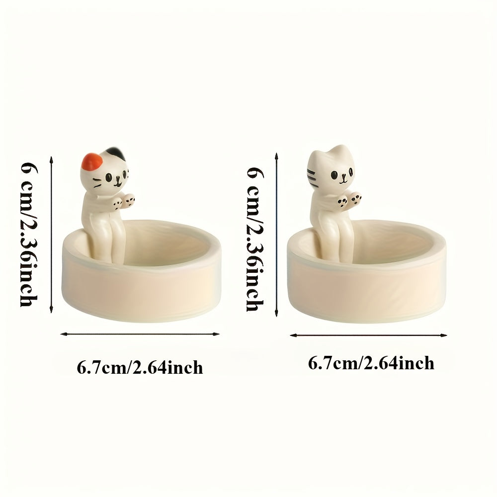 1pc WhimsyCat Ceramic Kitten Candle Holder - Encaustic Finish Tabletop Animal Theme Decor for Christmas, Halloween, Easter, Thanksgiving, Valentine'S Day