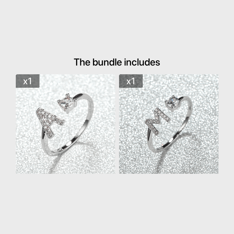 Popular Fashion Silvery AZ Letter Ring Initials Wedding Love Couple Rings Bridesmaid Gift