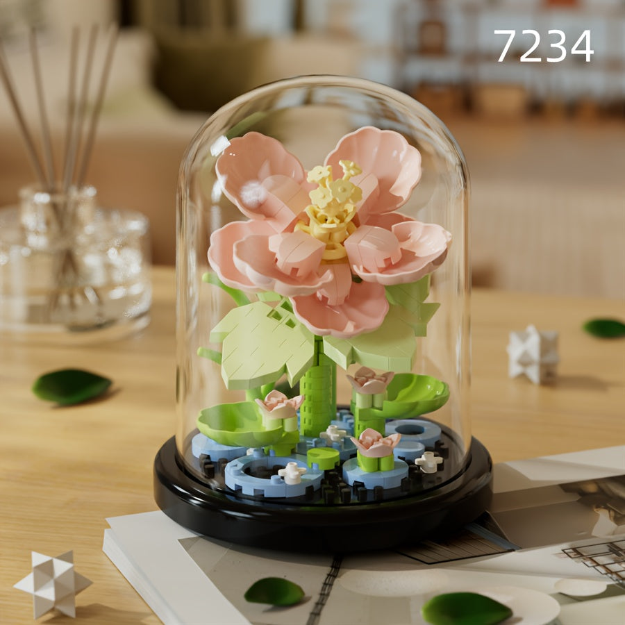 DIY Flower Building Blocks Set - Romantic Proposal Decor, Desktop Ornament & Puzzle Toy, Perfect Birthday Gift Ramadan Mubarak