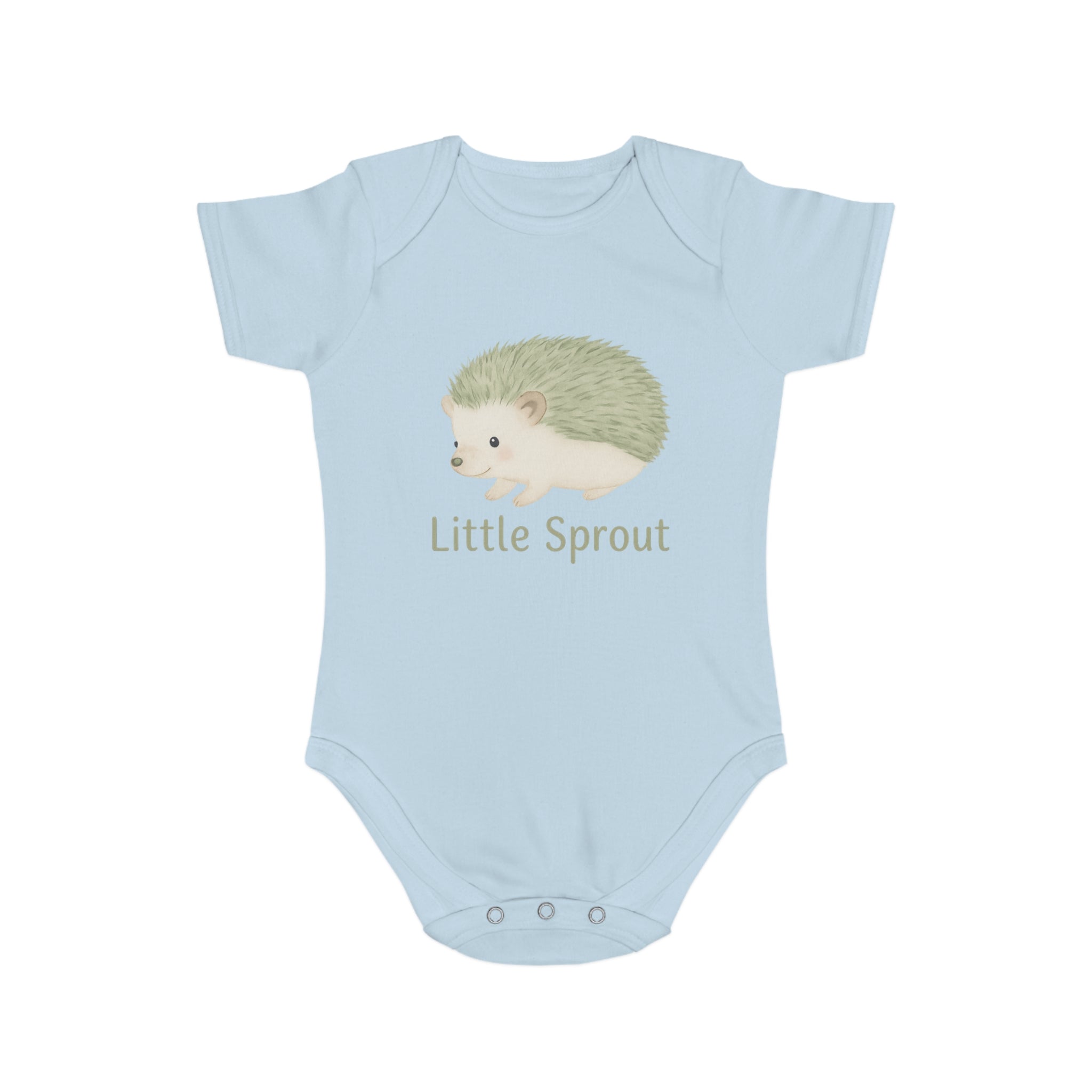 Hedgehog Short Sleeve Baby Bodysuit 'Little Sprout' Organic Cotton Gift for New Parents