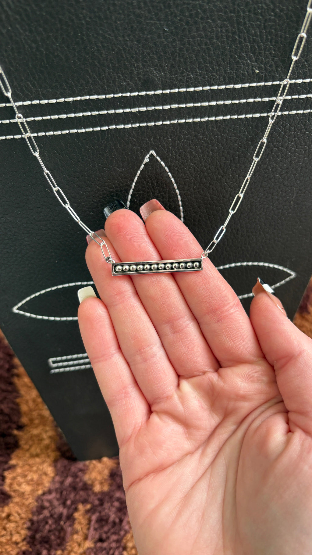 BALL BAR NECKLACE W PAPERCLIP CHAIN
