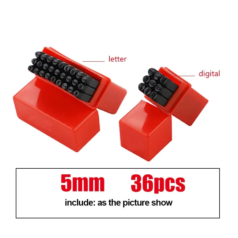 Letter & Number Stamp Punch Set - Hardened Steel for Metal, Wood, Leather (A-Z, 0-9)