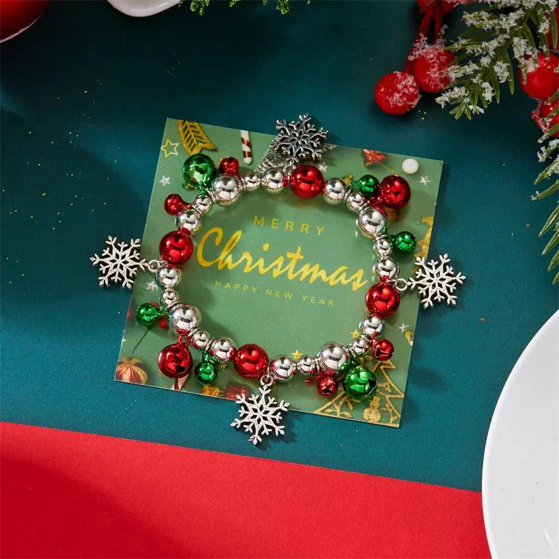 Christmas Snowflake and Bells Stretch Bracelet