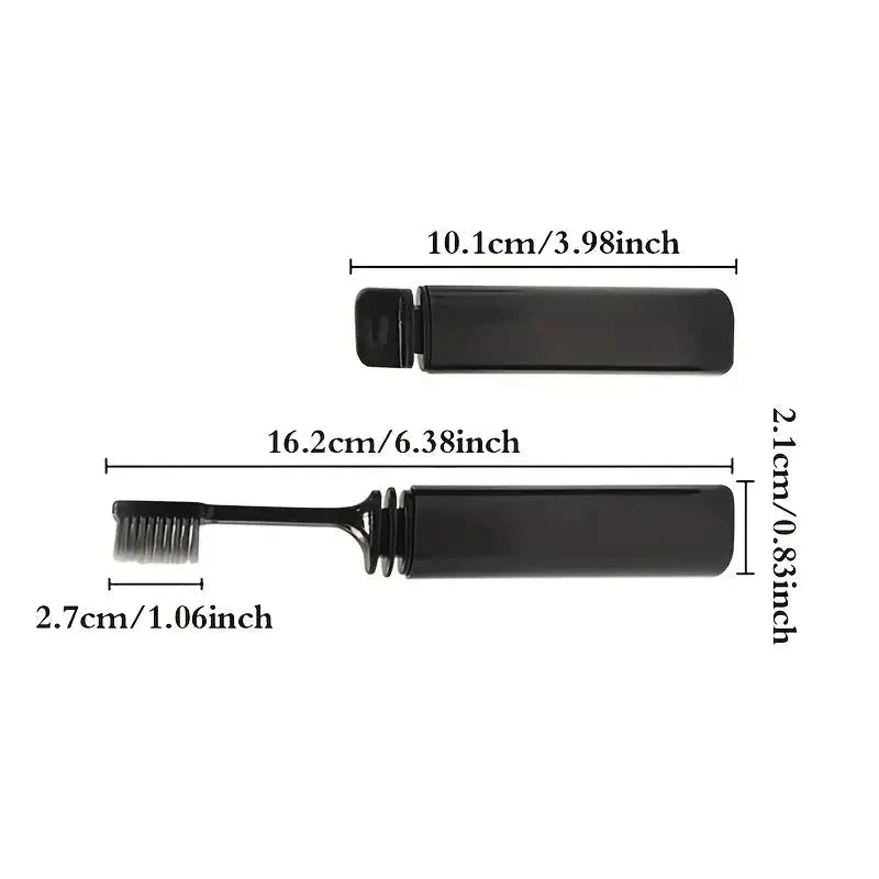 Portable Charcoal Folding Toothbrush - Compact Design for Travel, Camping, and Hiking