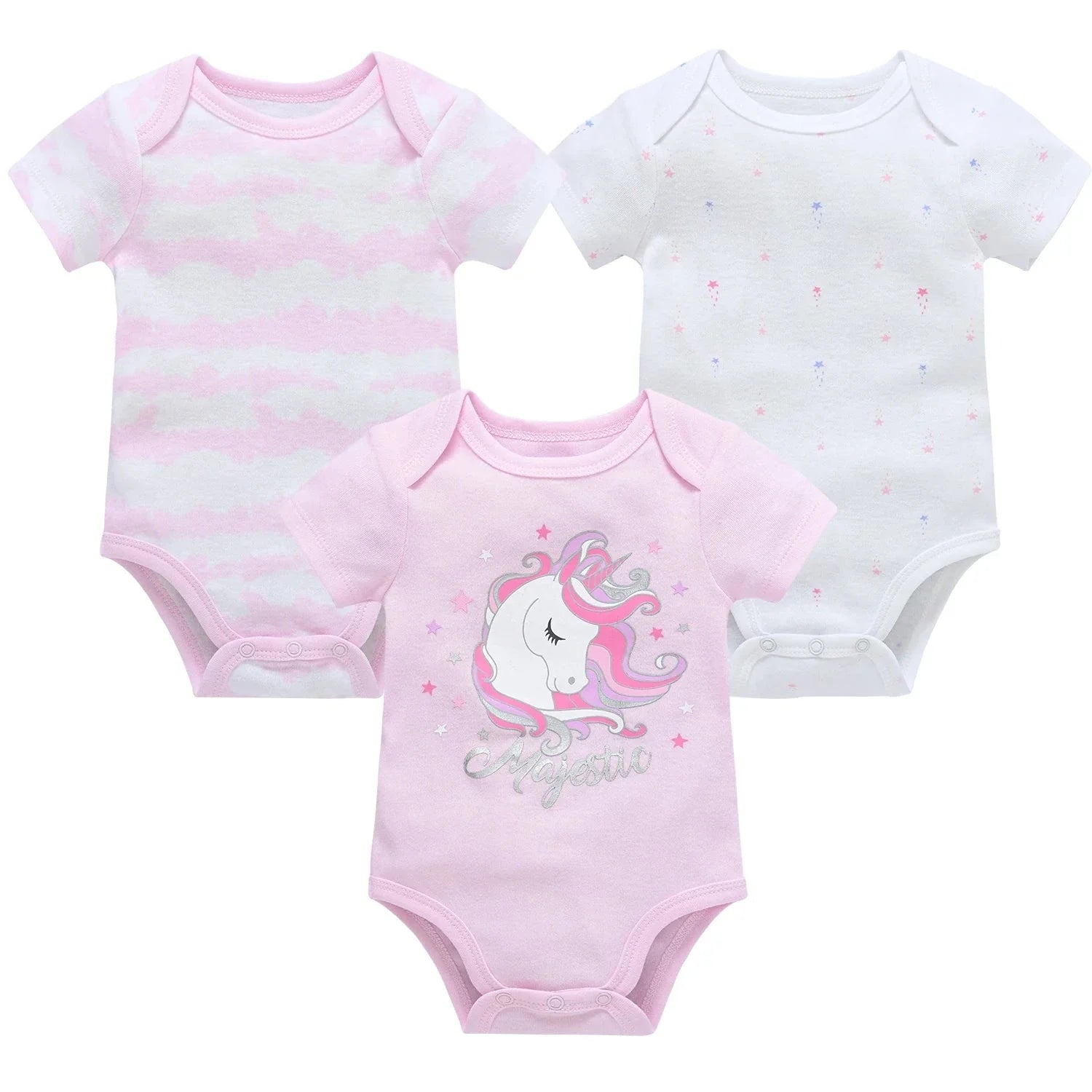 3/6 PCS Baby Cotton Bodysuits Set Short Sleeve Summer Outfits for Newborn Boys & Girls 0–12 Months