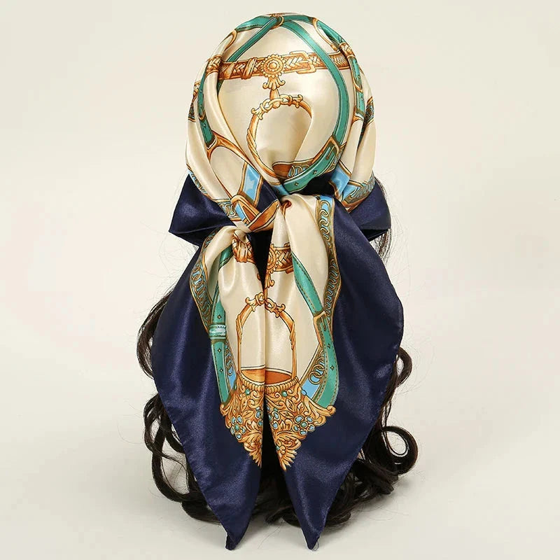 Satin Square Scarf – Elegant 2025 Print Hijab, Shawl & Hair Wrap