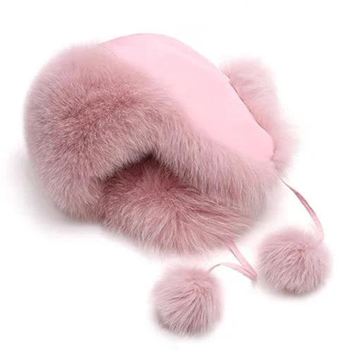 2025 100% Real Fox Fur Hats Women's Russian Ushanka Aviator Trapper Snow Skiing Hat Caps Earflap Winter Raccoon Fur Bomber Hat