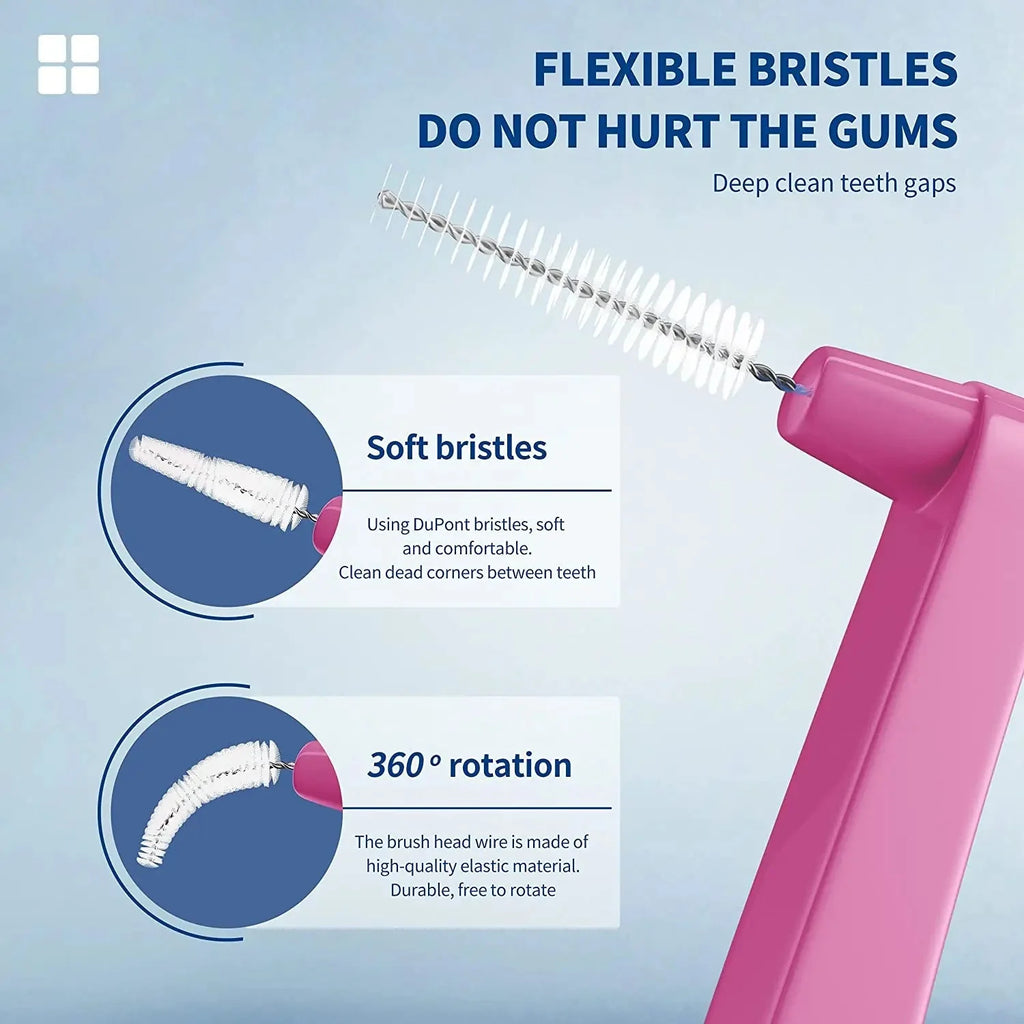 Kingubznis 20pcs  Interdental Brush For Dental Orthodontics Clean Between Teeth Cleaning Tools Soft Mini Brush With Dust Cover
