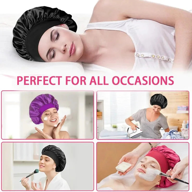 Women’s Satin Sleep Bonnet – Silk Hair Bonnet Wide Band