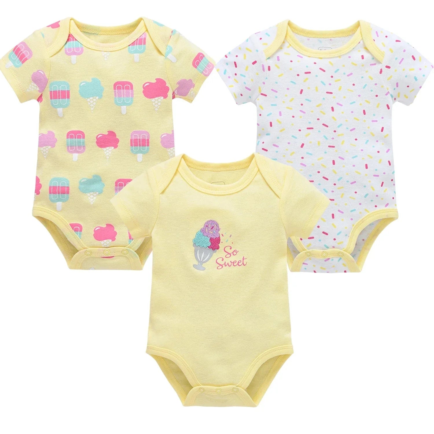 3/6 PCS Baby Cotton Bodysuits Set Short Sleeve Summer Outfits for Newborn Boys & Girls 0–12 Months