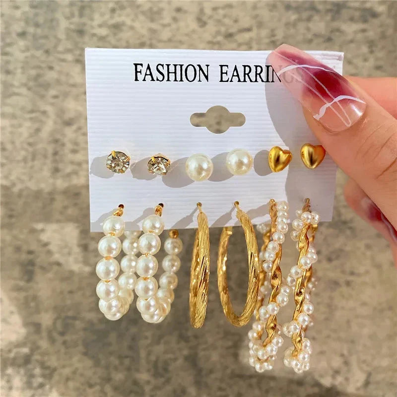 Gold Butterfly & Heart Dangle Earrings Set – Acrylic Drop Jewelry for Women