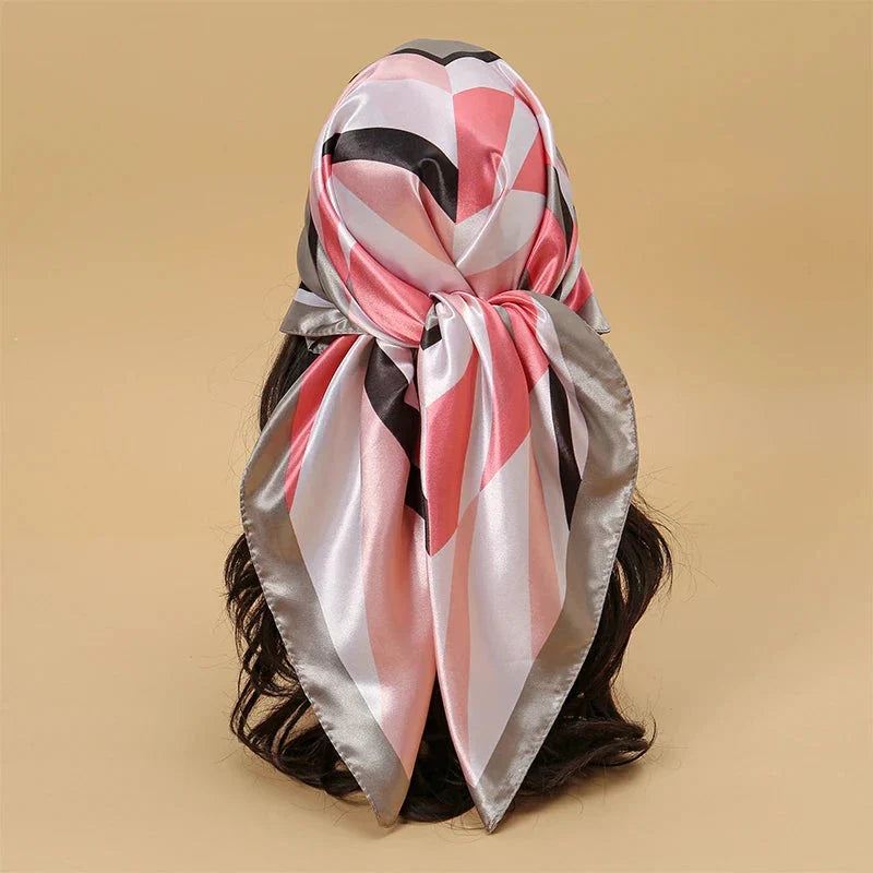 Satin Square Scarf – Elegant 2025 Print Hijab, Shawl & Hair Wrap