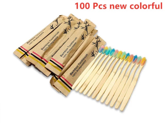 Eco-Friendly Bamboo Toothbrush - Soft Bristles, Vegan, Plastic-Free, 10-Pack
