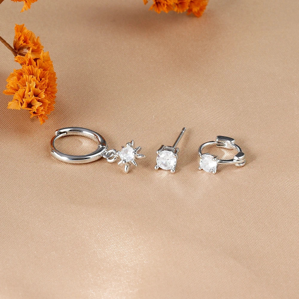 3-Piece Star Drop Earrings Set – 18K Gold Stainless Steel Dangle Jewelry