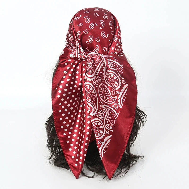Satin Square Scarf – Elegant 2025 Print Hijab, Shawl & Hair Wrap