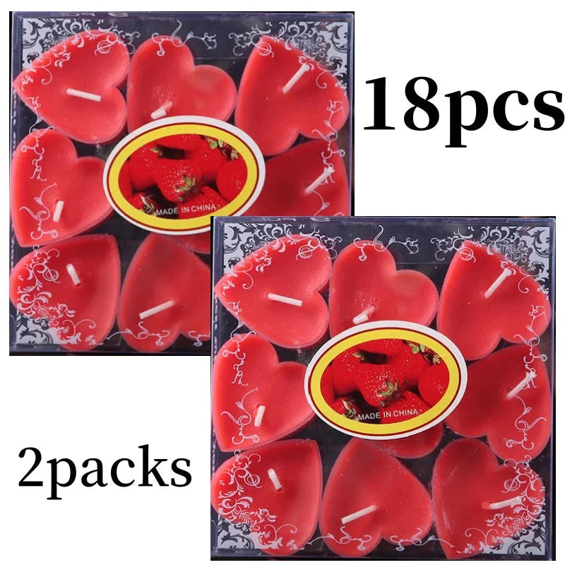 9pcs Heart-shaped Scented Tea Candles Valentine's Day Romantic Love Candle Proposals Wedding Anniversary Decorative Candle