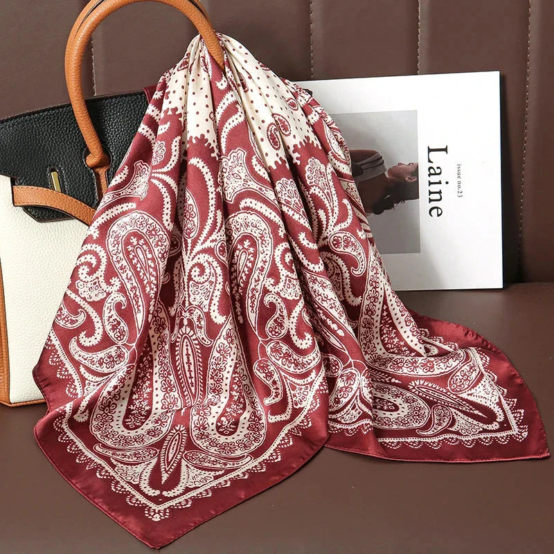 Luxury Satin Silk Square Scarf – Shawl, Hijab & Fashion Wrap 2023