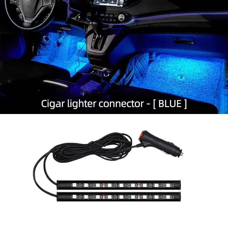2-in-1 LED Car Neon Interior Light – USB & Cigarette Lighter Footwell Ambient Light, Car Backlight Atmosphere Lamp Accessories