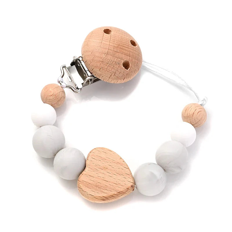 Baby Pacifier Chain Clip Silicone Teether Beads Soother Toy