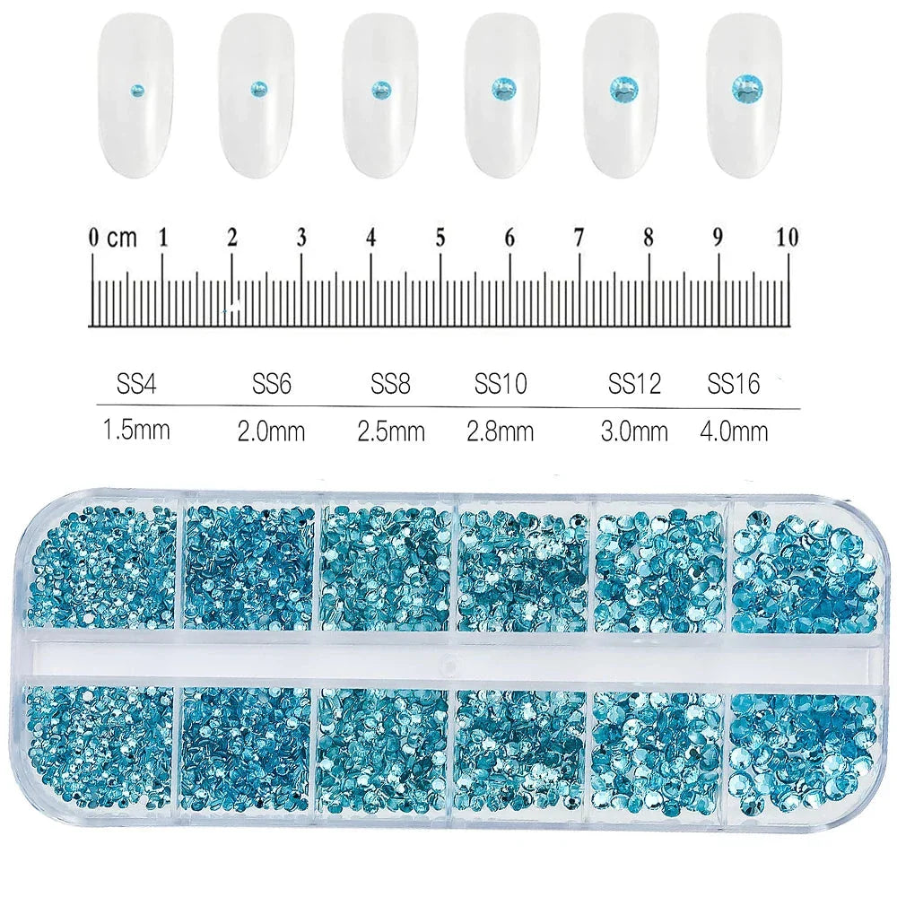 2400+ Shiny Clear Crystal Nail Rhinestones - Mixed Sizes & Shapes Flatback Gems