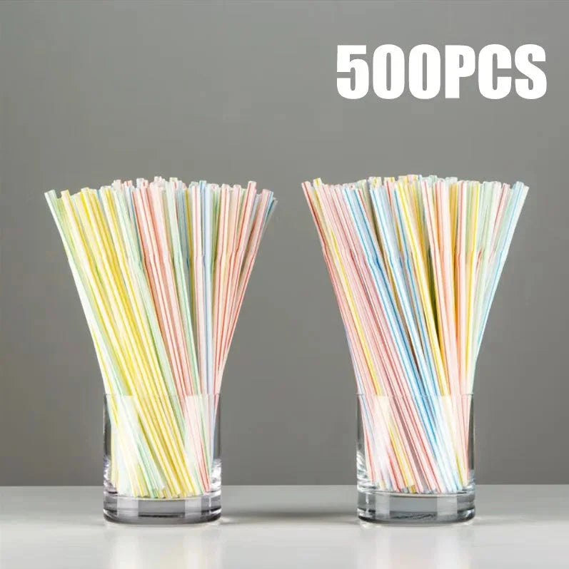 50-1000Pcs Multicolor Drinking Straws – Milk Tea & Party Supplies