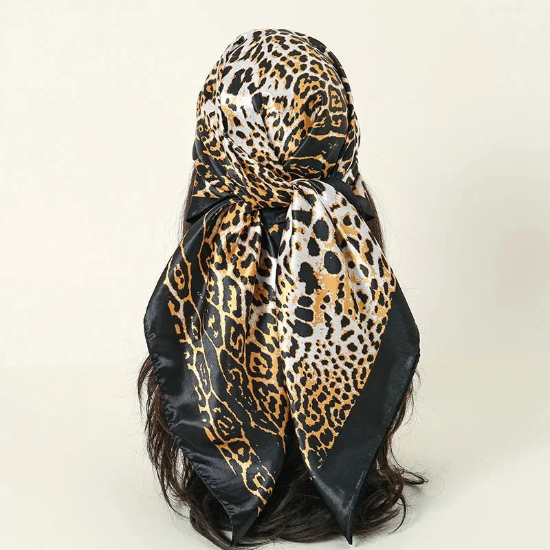 Satin Square Scarf – Elegant 2025 Print Hijab, Shawl & Hair Wrap