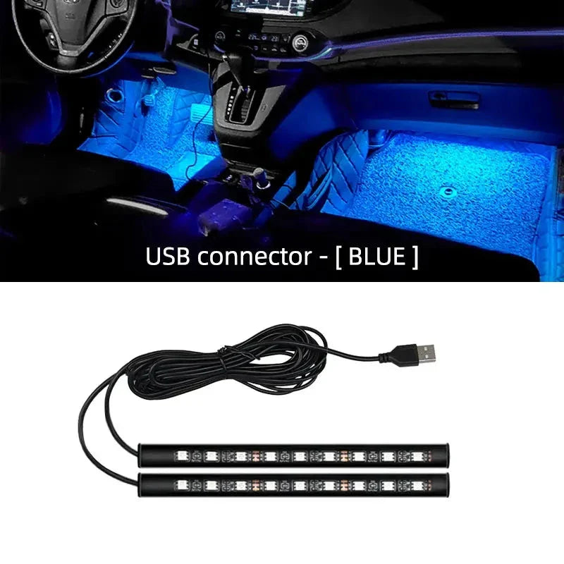 2-in-1 LED Car Neon Interior Light – USB & Cigarette Lighter Footwell Ambient Light, Car Backlight Atmosphere Lamp Accessories