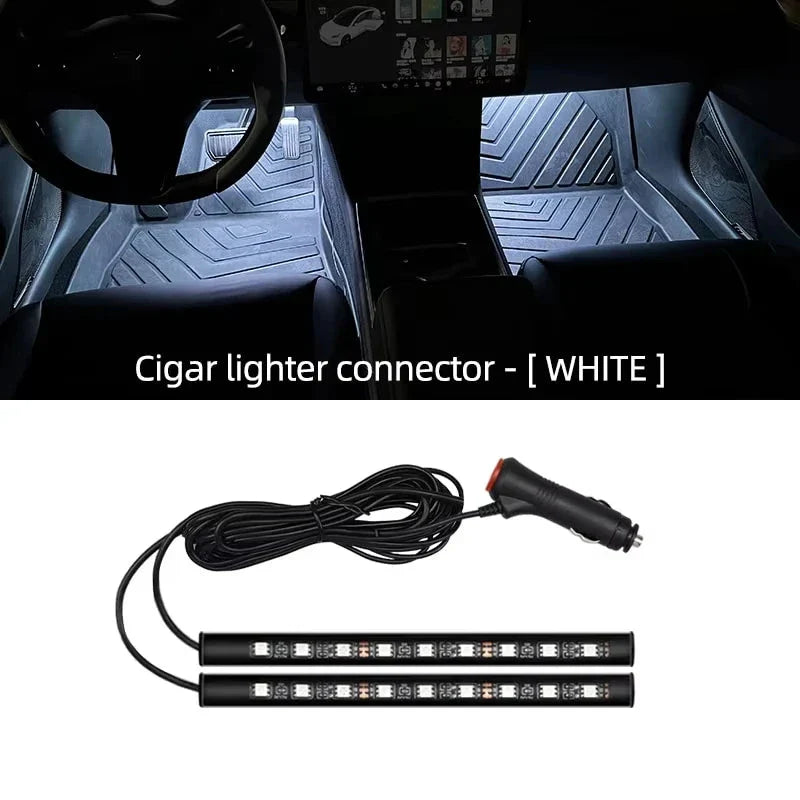 2-in-1 LED Car Neon Interior Light – USB & Cigarette Lighter Footwell Ambient Light, Car Backlight Atmosphere Lamp Accessories