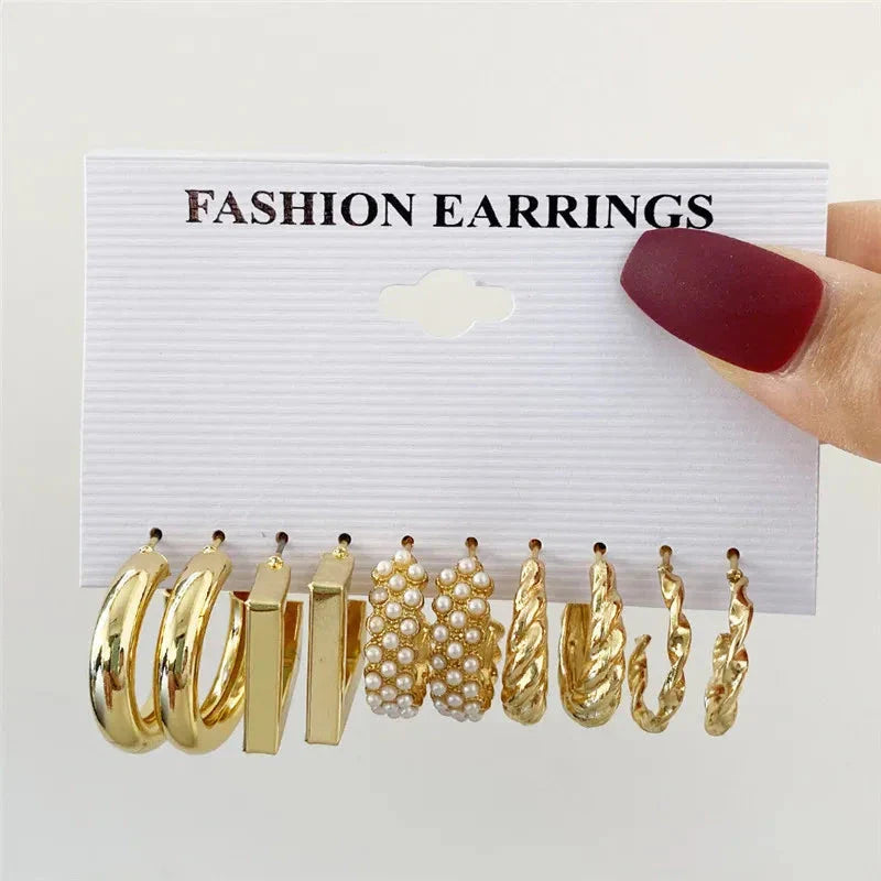 Gold Butterfly & Heart Dangle Earrings Set – Acrylic Drop Jewelry for Women