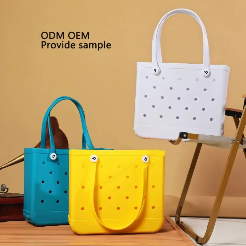 EVA Rubber Waterproof Handbag - Solid Color M/L