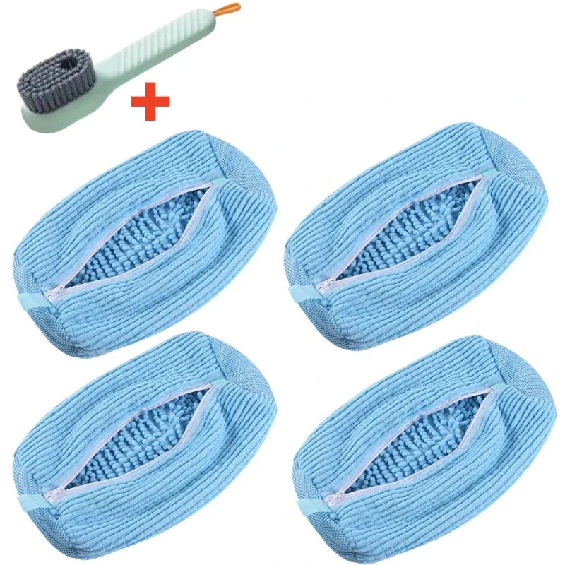 Shoe Washing Machine Bag with Brush Set – Durable Laundry Cleaner (1–4PCS)