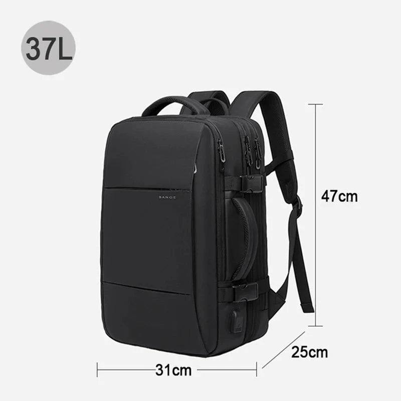 Expandable Business Backpack for Men - 17.3" Laptop, USB, Waterproof Travel Bag