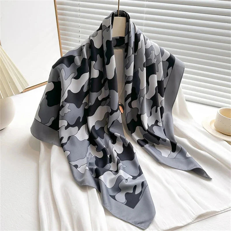 90x90cm Square Silk-Feel Scarf – Luxury Women’s Shawl & Head Wrap