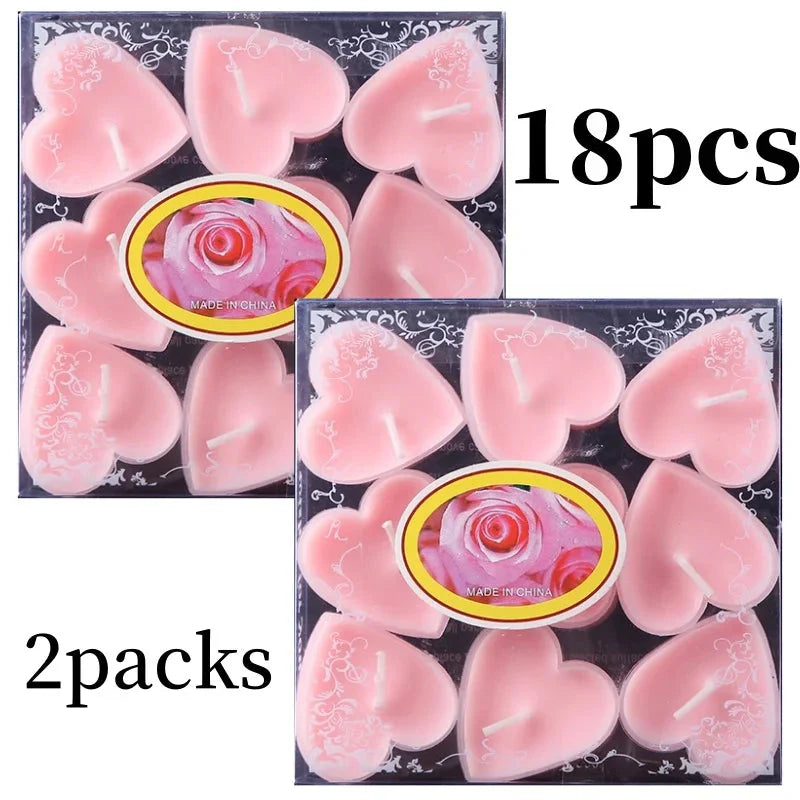 9pcs Heart-Shaped Scented Tea Candles – Romantic Décor for Valentine's Day, Weddings, and Anniversaries