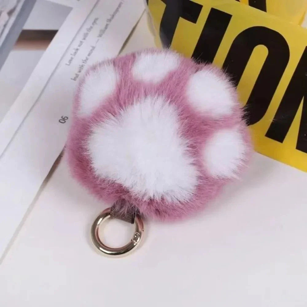 Cat Paw Plush Keychain – Cute Fluffy Faux Fur Pendant for Bags & Keys