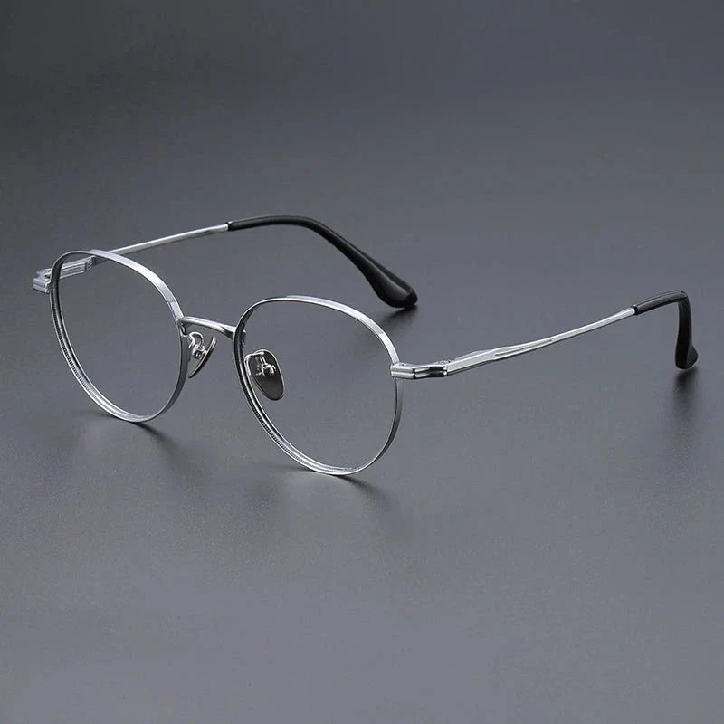 YIMARUILI Luxury Titanium Round Glasses – Retro Wide-Rimmed Frame