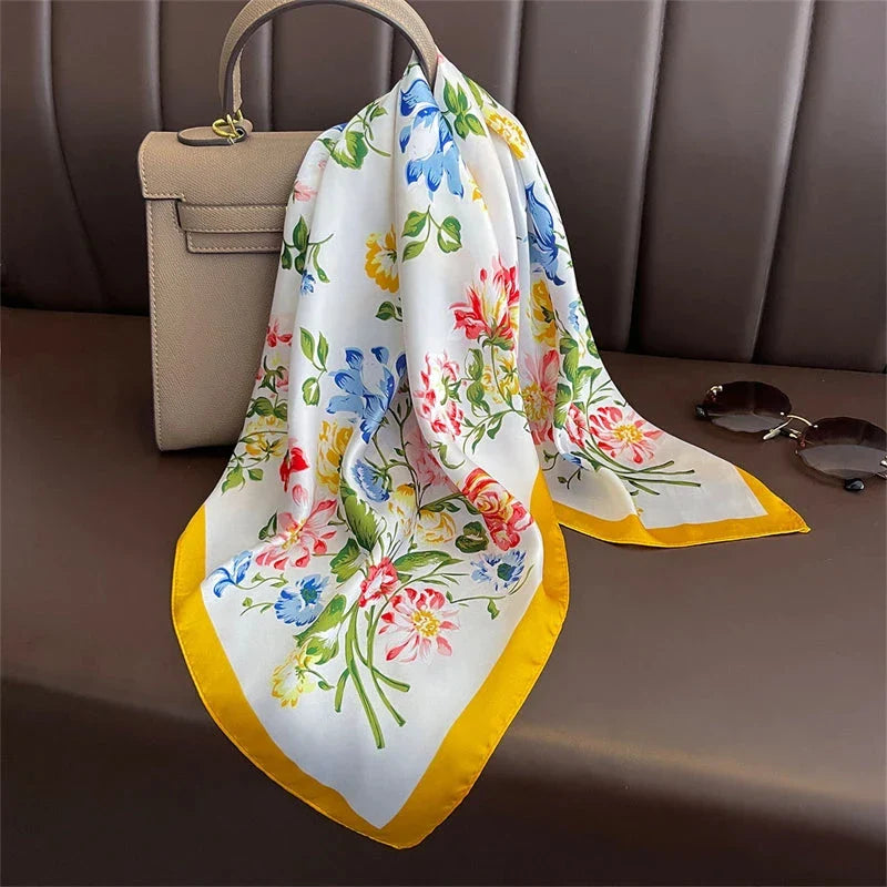 Luxury Satin Silk Square Scarf – Shawl, Hijab & Fashion Wrap 2023