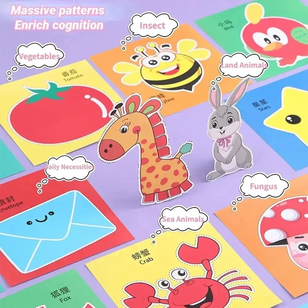 48Pcs Kids Craft Paper Cut Book - DIY Cartoon Scrapbooking & Educational Toys