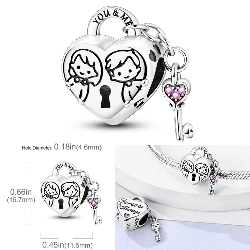925 Sterling Silver Pink Butterfly & Luminous Firefly Charm – Dangle Bead for Bracelet or Necklace | Elegant DIY Jewelry Gift for Women