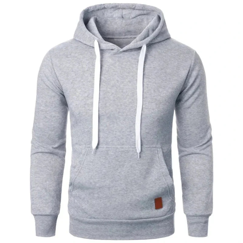 Men’s Casual Lightweight Hoodie – Solid Color Drawstring Pullover Sweatshirt for Streetwear & Outdoor Style