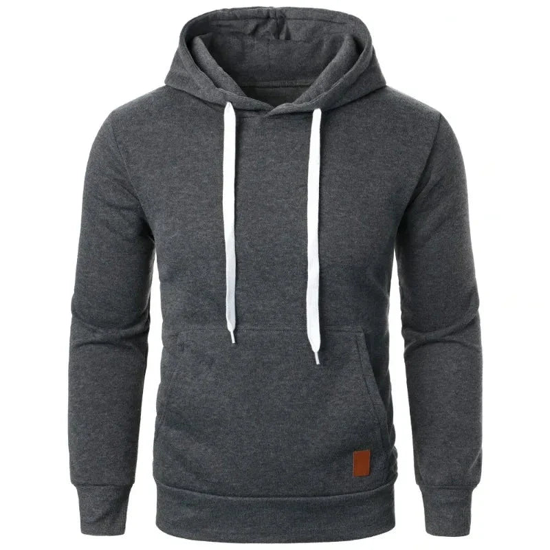 Men’s Casual Lightweight Hoodie – Solid Color Drawstring Pullover Sweatshirt for Streetwear & Outdoor Style