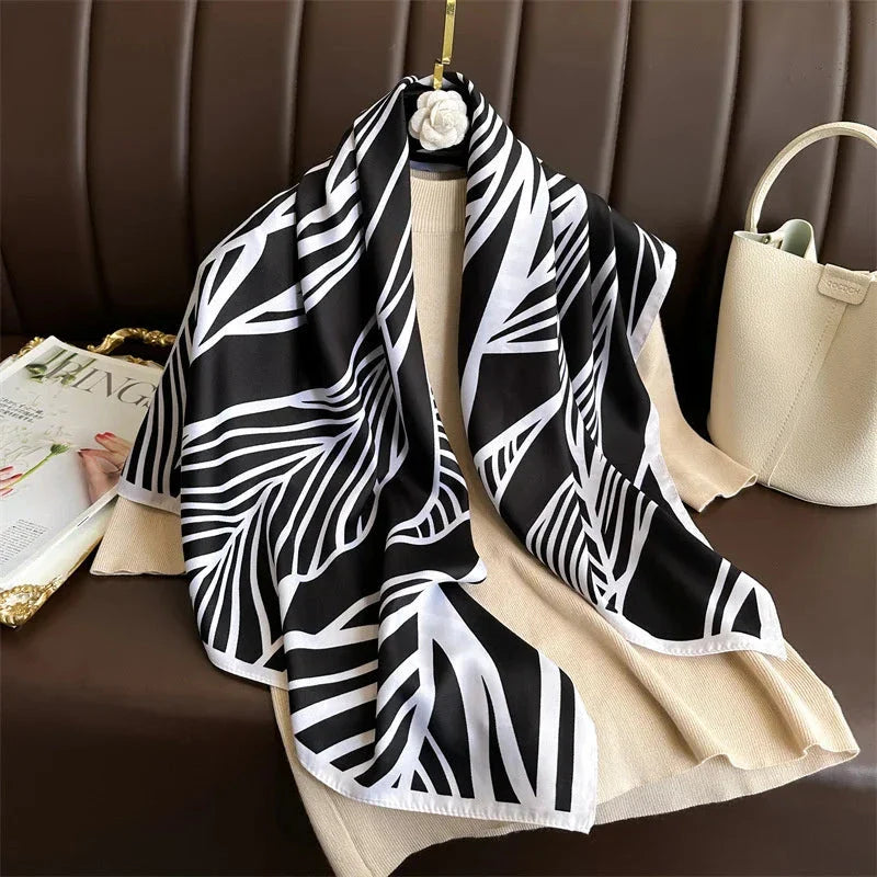 90x90cm Square Silk-Feel Scarf – Luxury Women’s Shawl & Head Wrap