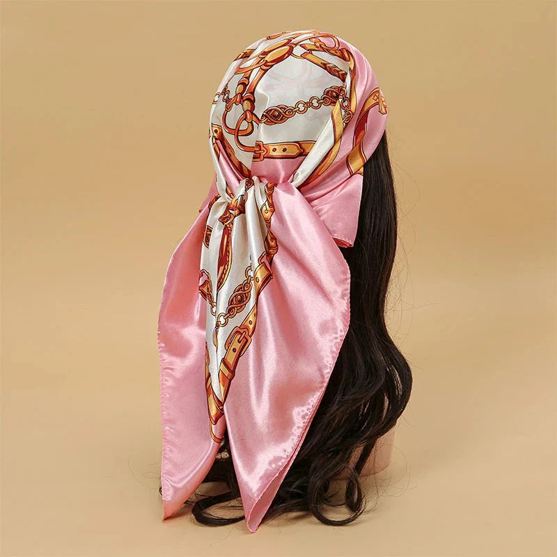 Satin Square Scarf – Elegant 2025 Print Hijab, Shawl & Hair Wrap