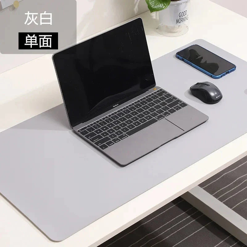 Large White PU Leather Mouse Pad – Waterproof Non-Slip Gaming Desk Mat for Keyboard & Computer Setup