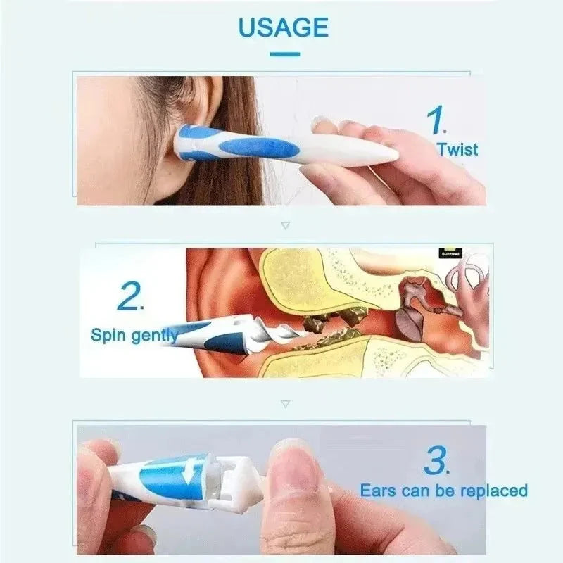Ear Wax Remover Tool – Soft Silicone Ear Cleaner with 16 Replacement Tips