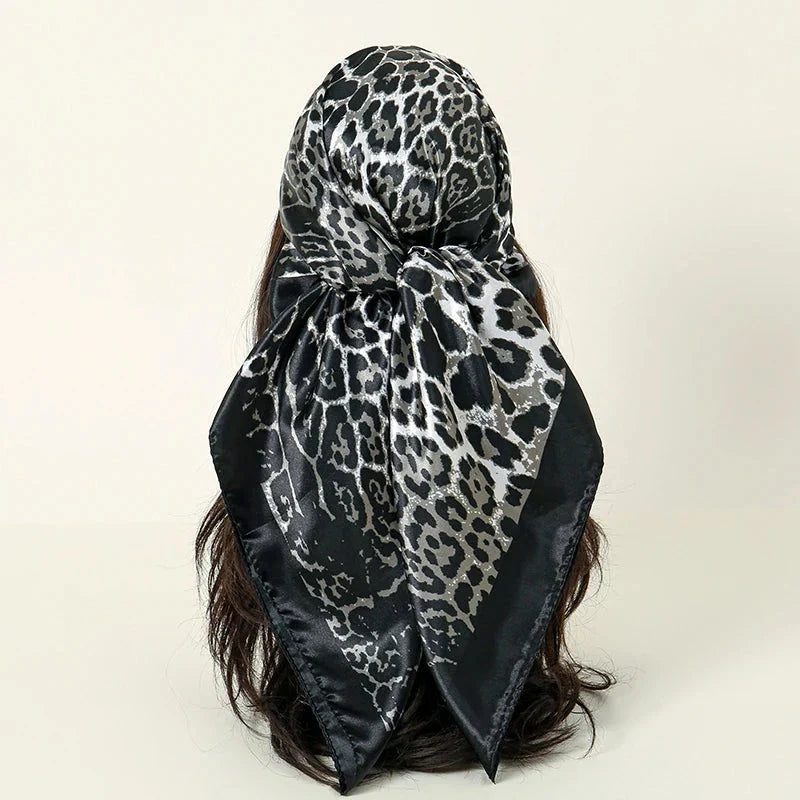Satin Square Scarf – Elegant 2025 Print Hijab, Shawl & Hair Wrap