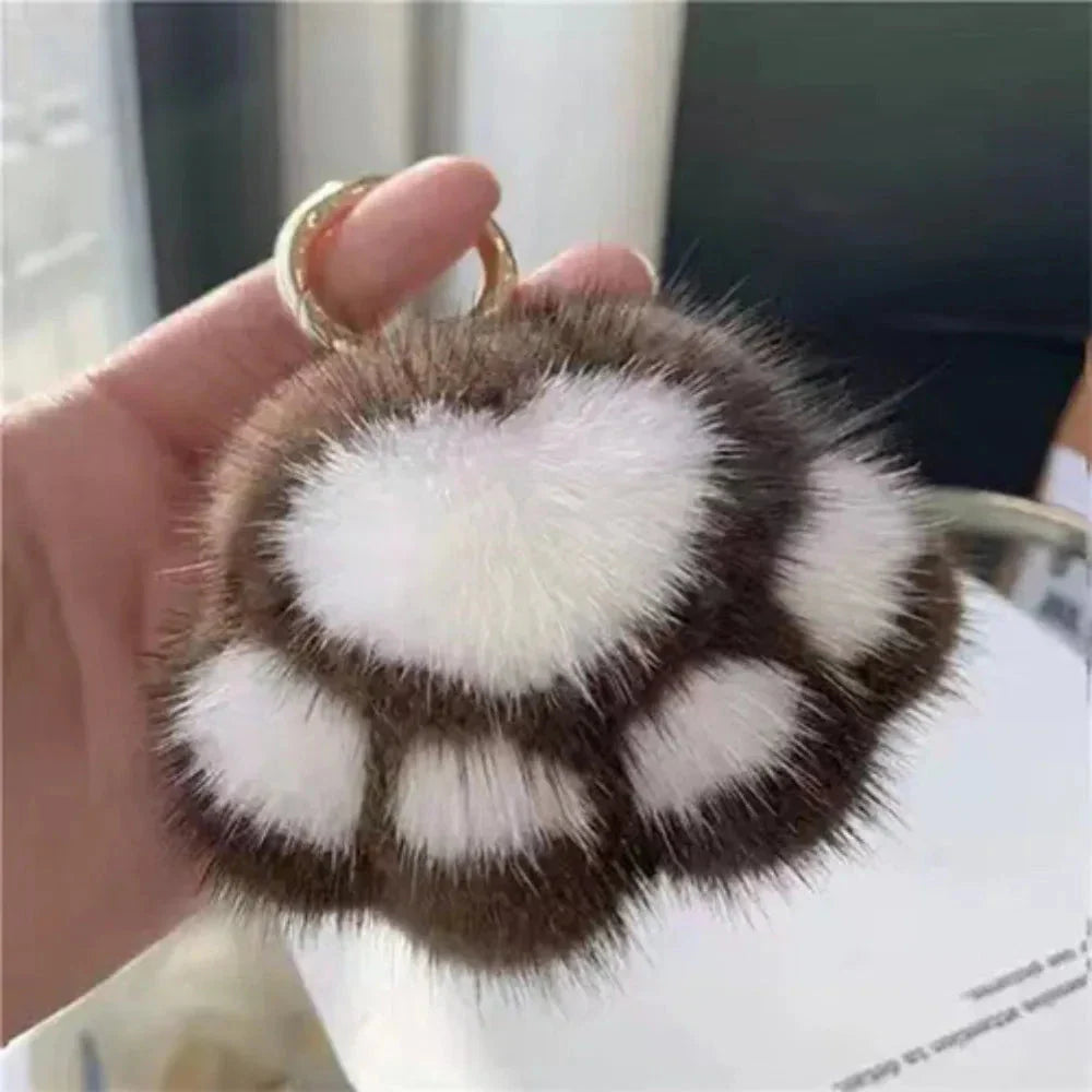 Cat Paw Plush Keychain – Cute Fluffy Faux Fur Pendant for Bags & Keys