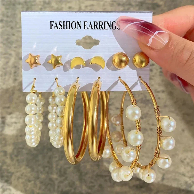 Gold Butterfly & Heart Dangle Earrings Set – Acrylic Drop Jewelry for Women