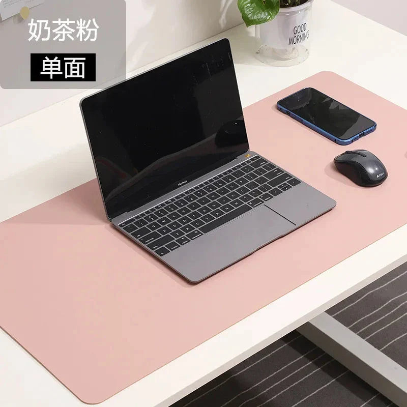 Large White PU Leather Mouse Pad – Waterproof Non-Slip Gaming Desk Mat for Keyboard & Computer Setup