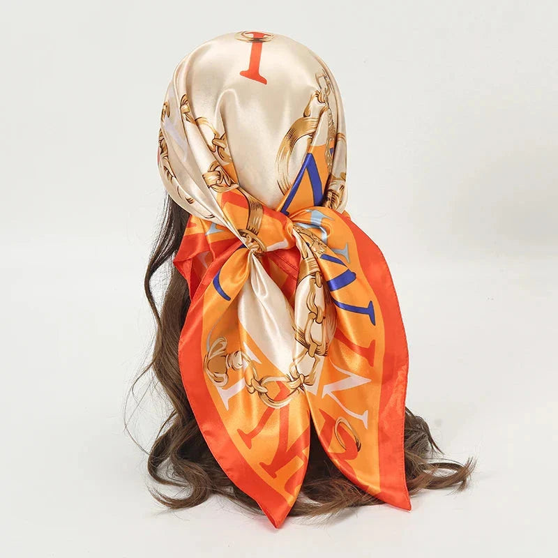 Satin Square Scarf – Elegant 2025 Print Hijab, Shawl & Hair Wrap